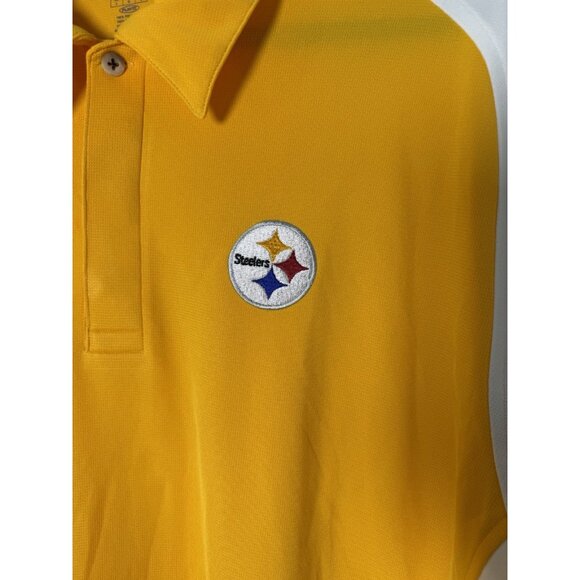 Reebok Pittsburgh Steelers Men’s Yellow White Polo Size Large EUC - Picture 2 of 10
